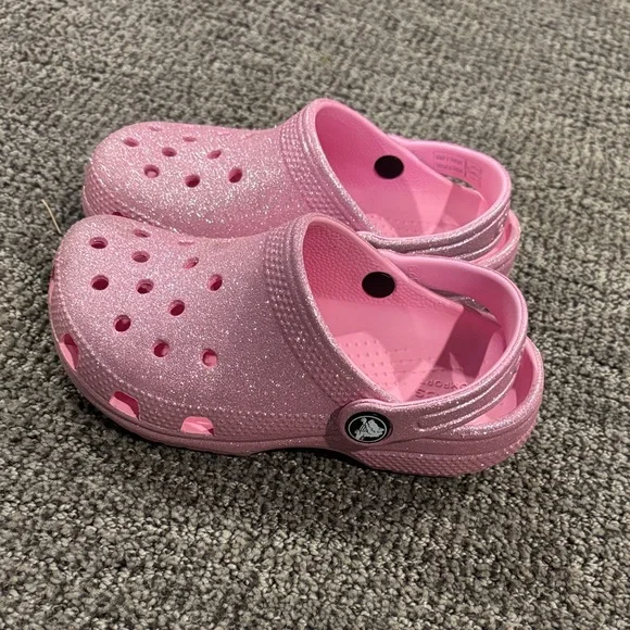 CROCS Kids Sparkly Pink Water Shoes - Picture 1 of 4